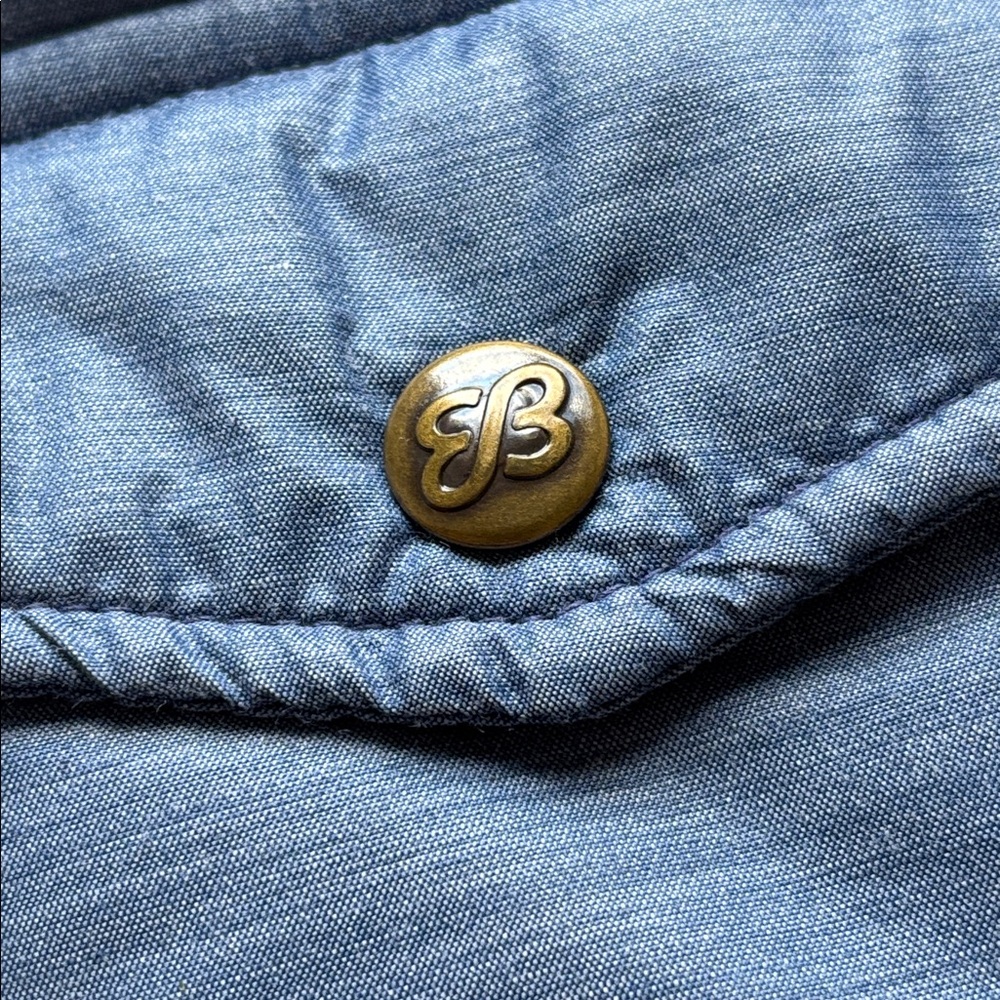 VTG 70’s Eddie Bauer Down Insulated Quilted Shirt Jacket Denim Chambray Blue L - Picture 3 of 9